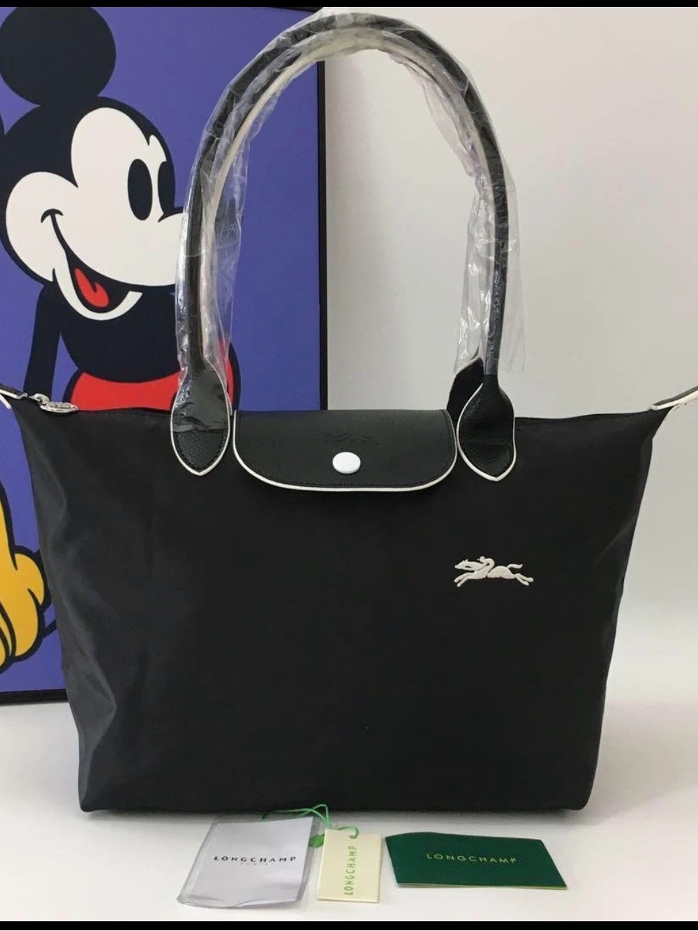 Longchamp Black Tote with Silver Logo - Picture 3 of 6